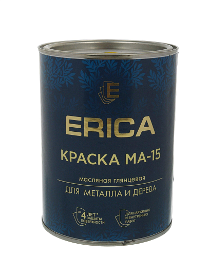 Краска Erica, МА-15, масляная, универсальная, глянцевая, желтая, 0.8 кг