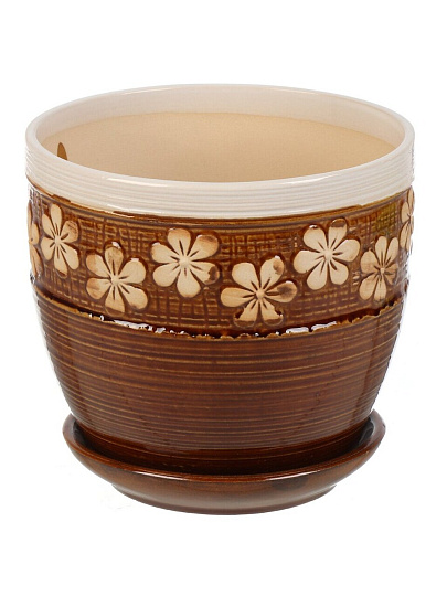 Горшок керамика, 1.4 л, 14.5х13.5 см, коричневый, Цветы, Y4-8772