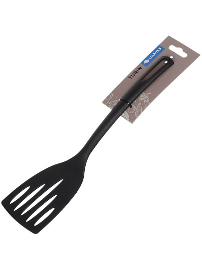 Лопатка кулинарная нейлон, с прорезями, навеска, черная, Daniks, Turin, YW-KT309-3