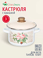 Кастрюля эмалированная сталь, 3 л, крышка сталь, цилиндрическая, СтальЭмаль, Мэри белоснежная, 6RD181M, индукция