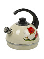 Чайник сталь, эмалированное покрытие, 3.5 л, со свистком, ручка консольная, Рубин, Нарцисс, слоновая кость, Т04/35/04/07 - фото 2