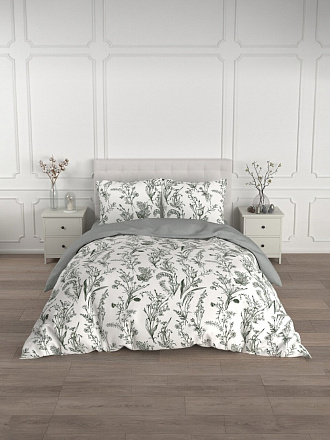 Постельное белье семейное, простыня 215х240 см, 2 наволочки 70х70 см, 2 пододеяльника 145х215 см, Silvano, сатин, Грана