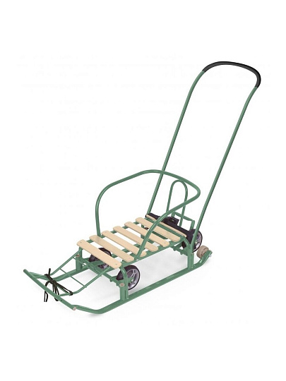 Санки Тимка 5, Т5У/ОЛ, универальные, переставная ручка, ремень безопасности, колеса на полозьях, оливковые, Nika