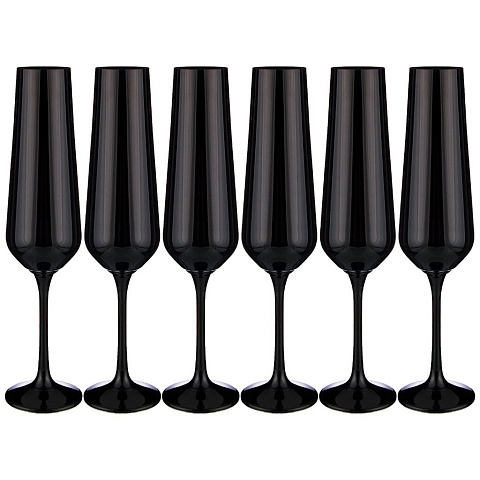 Набор бокалов для шампанского "sandra sprayed black" из 6 шт. 200 мл. высота=25 см., 674-716