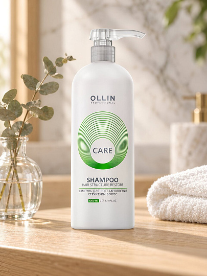 Шампунь Ollin, Care, для поврежденных волос, 1 л, для восстановления структуры волос