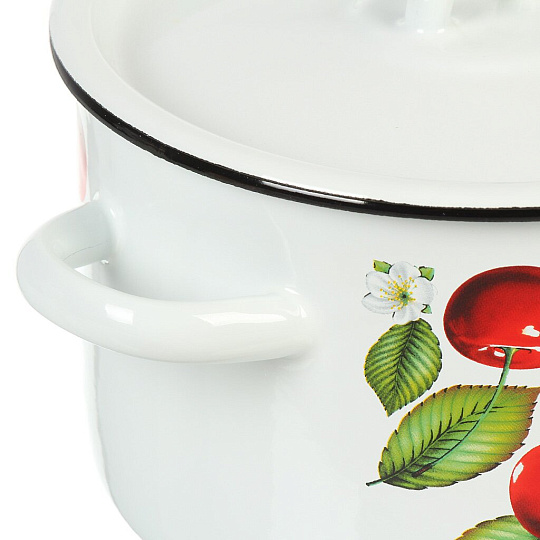 Набор посуды эмалированная сталь, 3 предмета, кастрюли 1.5, 2.9, 4.5 л, индукция, СтальЭмаль, Вишня ягоды, 1с33