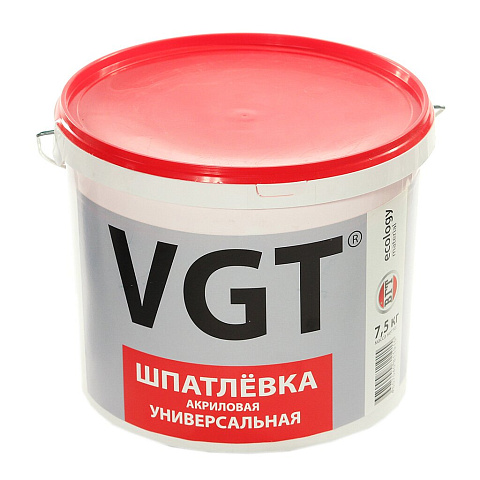 Шпатлевка VGT, акриловая, универсальная, 7.5 кг