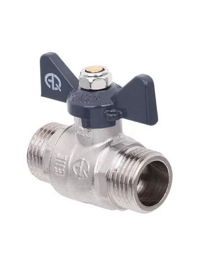 Кран для воды, 3/4", ш-ш, латунь, ручка-бабочка, AquaLink