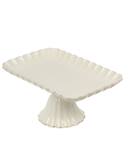 Ваза для фруктов, фарфор, на ножке, 30.5 см, ТМ Глория, Bonjart, Золотая линия, 202491