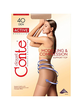 Колготки Conte, Active, 40 DEN, р. 2, nero/черные, шортики утягивающие