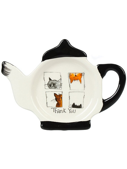 Подставка для чайных пакетиков, доломит, фигурная, 12х8.4 см, Daniks, Cats