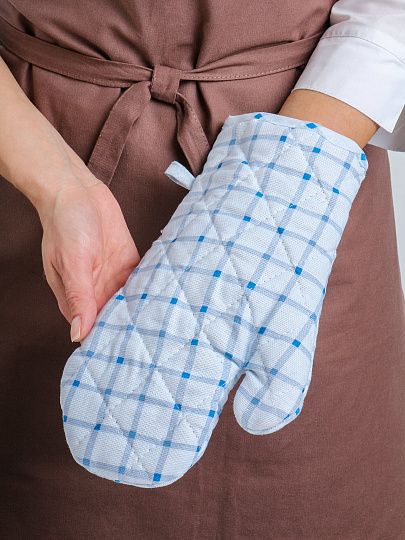 Прихватка-варежка кухонная 30х18 см, 100% хлопок, Silvano, Клетка