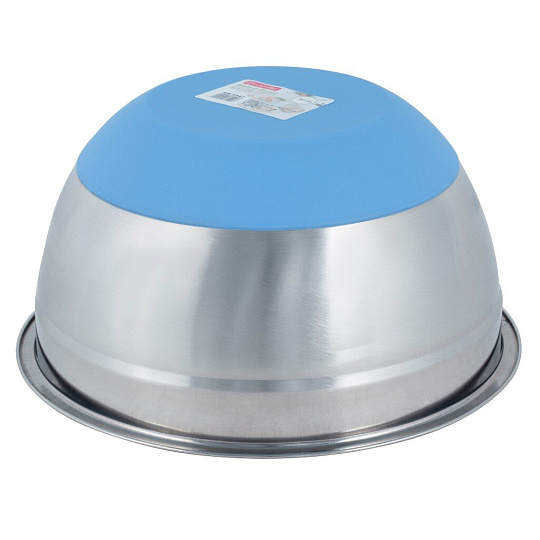 Миска походная, нержавеющая сталь, 20 см, силиконовое дно, круглая, голубая, Kamille, 4347