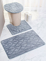 Набор ковриков для ванной и туалета, 3 шт, 0.5х0.8, 0.4х0.5 м, полиэстер, серый, Silvano, Вязание, Y4-11483