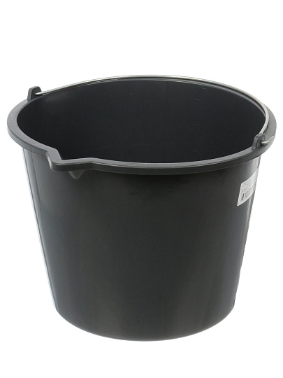 Ведро пластик, 12 л, черное, строительное, со сливом, антиударное, вс12а