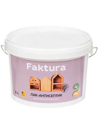 Лак-антисептик Faktura, полуматовый, полиакриловый, беленый дуб, для внутренних и наружных работ, 2.7 л