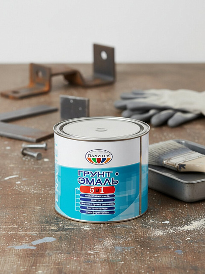 Грунт-эмаль Палитра, по ржавчине, алкидная, серая, 1.9 кг