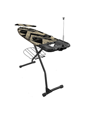 Доска гладильная 122х42 см, подставка для утюга, гладильный рукав, встроенная розетка, полка для белья, удлинитель 1.9 м, Nika, ДВ1Т, золотисто-черная