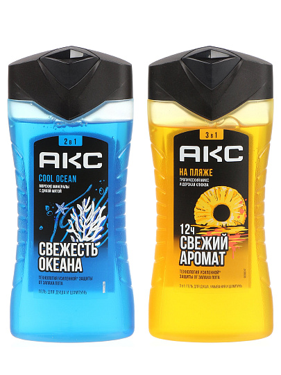 Набор подарочный мужской, АКС, На пляже, гель для душа и шампунь 3 в 1 250 мл + гель для душа и шапунь 2 в 1 250 мл