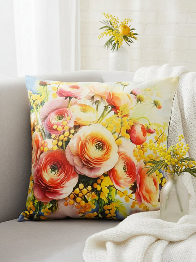 Подушка декоративная 40х40 см, Мимоза, 100%пэ