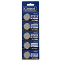 Батарейка General Lighting Systems, CR2032, GBAT-CR2032, литиевая, 3 В, блистер, 5 шт, кнопочная, 800568