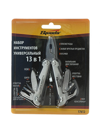 Мультитул-трансформер 13 функций, 113 мм, в блистере, Sparta, 17612