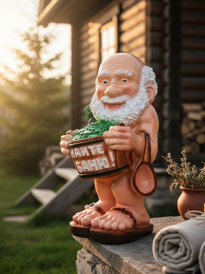 Фигурка садовая Банщик, 35х65 см, гипс, 464