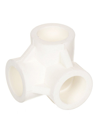 Тройник двухплоскостной, полипропилен, d20 мм, белый, РосТурПласт