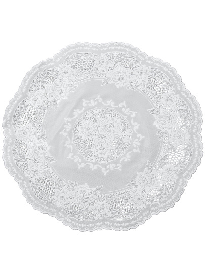 Салфетка для стола ПВХ, 38 см, круг, Grace, Лейс, бел, LO-1006U