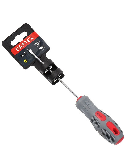 Отвертка плоская, Bartex, SL3, 3х100 мм, антискользящая двухкомпонентная, CrV сталь, K0029N