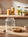 Банка для сыпучих продуктов, стекло, 0.55 л, с крышкой, Barouge, Glass Honey Jar, BC-013 - фото 2