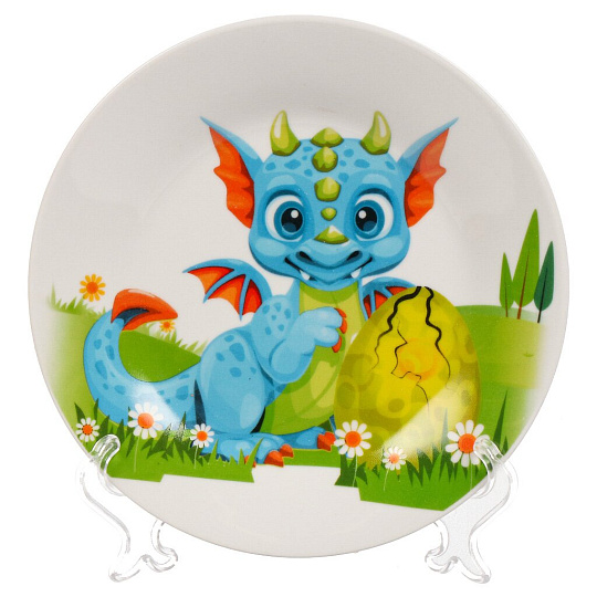 Набор посуды керамика, 3 шт, Дракоша, тарелка 17.5 см, салатник 15 см, кружка 230 мл, Daniks, C902