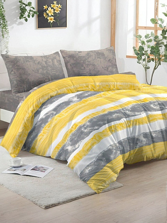 Постельное белье 1.5-спальное, простыня 150х215 см, 2 наволочки 70х70 см, пододеяльник 145х215 см, Майская ночь, бязь, Гаста