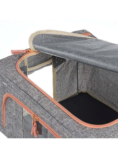 Кофр для хранения, 1 секция, с крышкой, складной, 39х29х20 см, спанбонд, с молнией, с ручкой, серый, Y6-10757