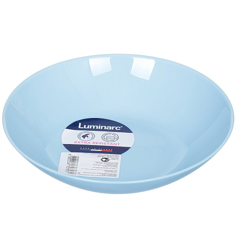 Тарелка суповая, стеклокерамика, 20 см, круглая, Diwali Light Blue, Luminarc, P2021, голубая
