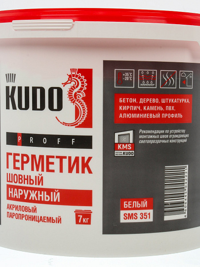 Герметик акриловый, шовный, KUDO, Proff, SMS-351, 7000 г, паропроницаемый, наружный, белый