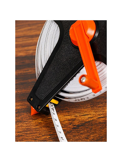 Рулетка геодезическая, 50 м, лента ПВХ, 12.5 мм, лента белая матовая, открытый корпус, Bartex, KM-L12