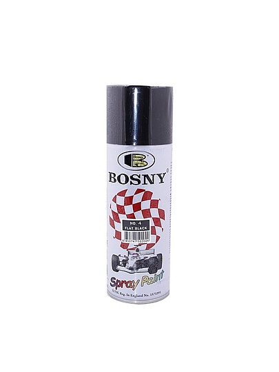 Краска аэрозольная, Bosny, №4, акрилово-эпоксидная, универсальная, матовая, черная, 0.4 кг