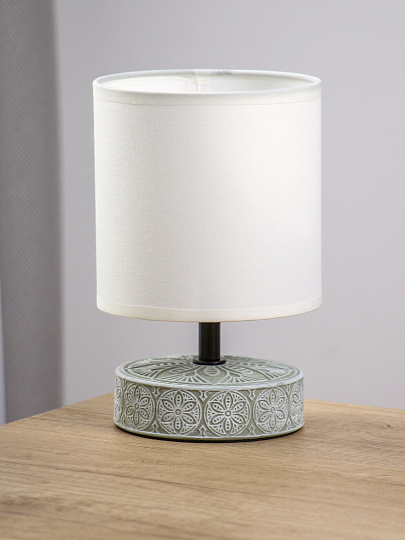 Светильник настольный E14, 40 Вт, бежевый, абажур белый, Rivoli, Eleanor, 7070-501, керамика