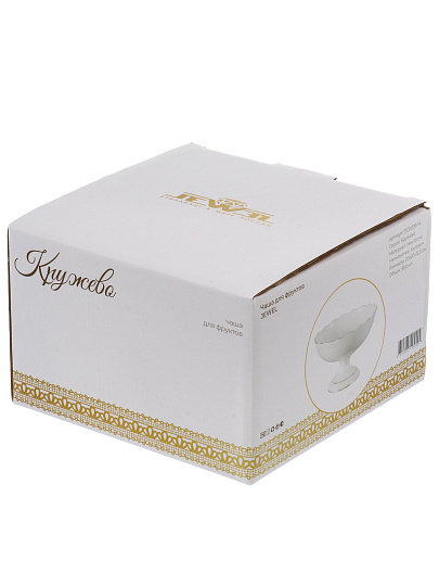 Ваза для фруктов, фарфор, на ножке, 20 см, Jewel, Кружево, ПС0009-14