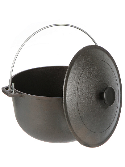 Казан чугун, 6 л, с крышкой, крышка чугун, с дужкой, Гардарика, 1506-3