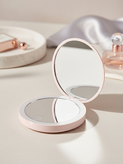 Зеркало карманное, 9х9 см, с увеличением, с подсветкой, Y4-11341