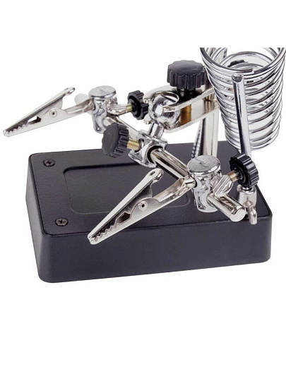 Держатель с подставкой, с лупой х2.5, LED подсветка, Rexant, Третья рука, 12-0250