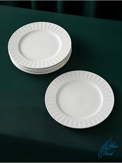 Тарелка десертная, фарфор, 22.5 см, круглая, Диана, Blue bird, BB-DP22-0101