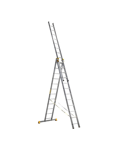 Лестница 3 секции, 12 ступеней, алюминий, 4.42 м, 150 кг, Alumet, P3 9312
