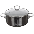 Кастрюля эмалированная сталь, 4 л, с крышкой, крышка стекло, Vitross, Bon Appetit, 8SD205S/8SB225S, мокрый асфальт, индукция