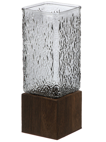 Ваза стекло, настольная, 10*26 см, Лофт, квадрат, мозаика, серый с подставкой, Y4-11075