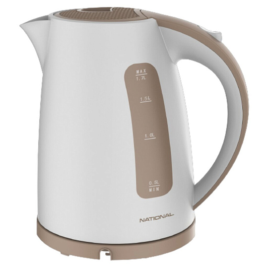 Чайник электрический National, NK-KE17103, белый, 1.7 л, 2200 Вт, скрытый нагревательный элемент, пластик