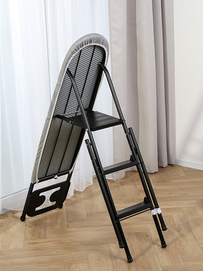 Доска гладильная 99х32 см, Марья Искусница, стремянка, 2 в 1, стремянка 116 см, 3 ступени