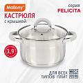 Кастрюля нержавеющая сталь, 3.9 л, крышка стекло, силиконовые ручки, Mallony, Felicità, 009388, индукция - фото 8